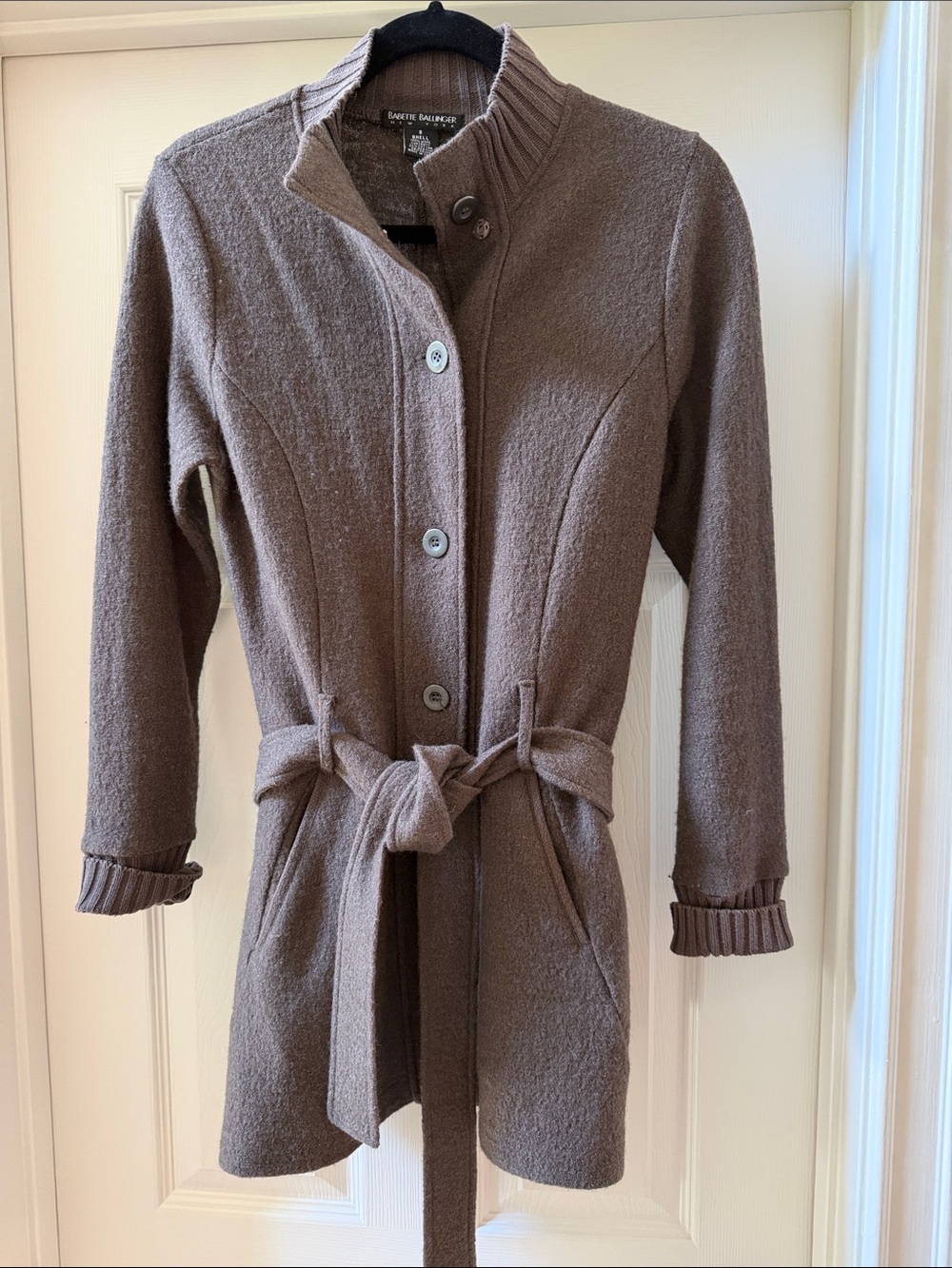 Brown Belted Knit Cardigan Sweater